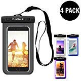 EliteMax Universal Waterproof Case 4 Pack, Cellphone Dry Bag Pouch for iPhone 6 6S Plus 7 Plus SE 5S Samsung Galaxy S7 Edge Note LG HTC Nokia - Outdoor Sports Case for Devices up to 6