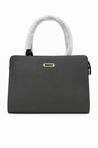Image of Valendnee Ladies Structured Handbag, Grey, Classic Design with Gold-Tone Hardware