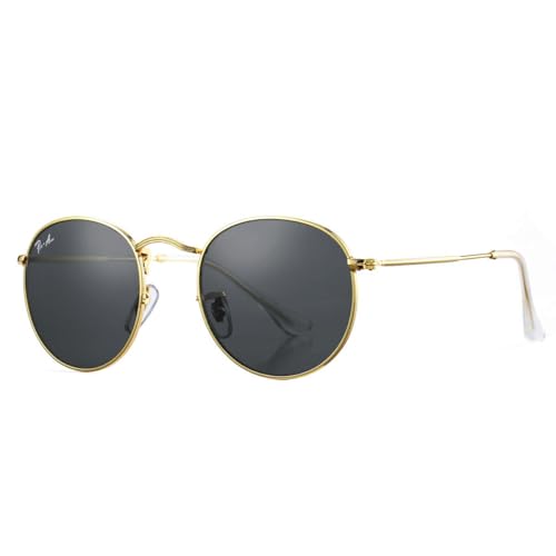 Pro Acme Round Sunglasses Glass Lens Metal Frame Retro Circle Sun Glasses for Women Men
