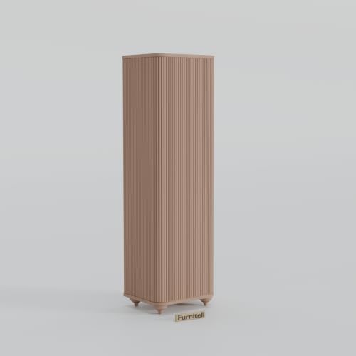 Image of HDHMR Wooden Wardrobe Almirah for Bedroom, 72 Inch | 1 Door Tall Storage Cabinet with 6 Shelves | Fluted Push-to-Open Cupboard | Closet Organizer for Clothes, Books & Home Essentials | Taupe Finish