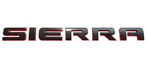 Image of 1Pcs Sierra Letters L /R Door Rear Tailgate Emblem Replacement for GMC Sierra 1500 2500 (Redline)
