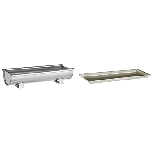 Dehner Pflanzgefäß Dachrinne, ca. 60 x 17 x 10 cm, verzinkt, Silber & Pflanzgefäß-Untersetzer, ca. 60 x 18 cm, Zink