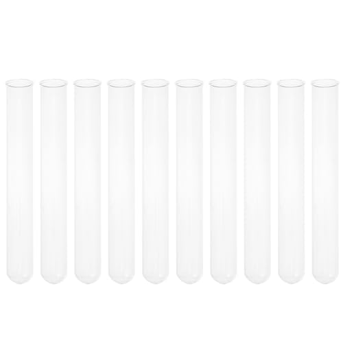 LIFKOME 10個 耐熱ガラス製試験管 透明クリア 丸底なし 巻き口仕様 学校 実験用多目的ラボ用品
