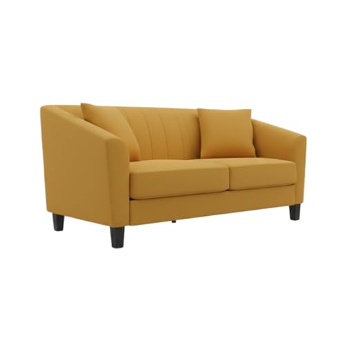Image of Avion Natalia 2 Seater Sofa Set for Living Room Yellow | Modern 2 Person Sofas Furniture | Fabric Sofa Set 2 Seater Couch for Guests Room Festival Gifts