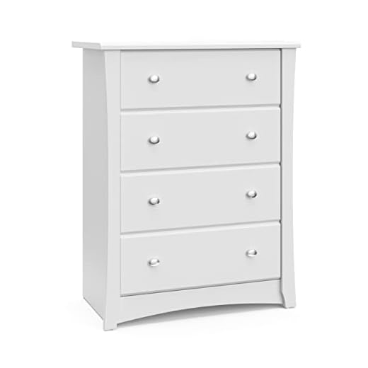 Storkcraft Crescent 4 Drawer Chest (White) – GREENGUARD Gold Certified, Dresser For Nursery, 4 Drawer Dresser, Kids Dresser, Nursery Dresser Drawer Organizer, Chest of Drawers