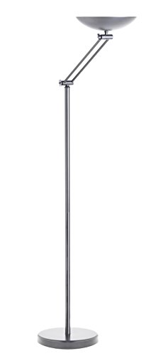 Unilux Dely LED Articulé Maison Bureau Sol Lampe, 1.8 M (180 cm), 30 W, Métal Gris