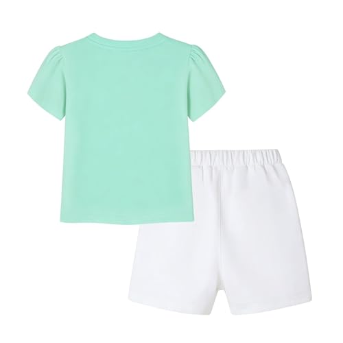 Image of HILEELANG Girls Cotton Short Set Summer 2 Piece Outfit T Shirt Shorts | 100% Cotton, Soft Breathable Fabric, 2 Piece Outfit Set, Elastic Waist, Summer Comfort for Toddler Little Girls