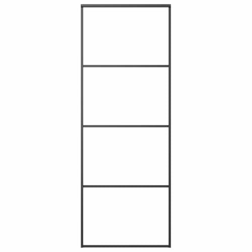 vidaXL Puerta Corredera Herrajes Entrada Corrediza Deslizante Cuarto de Baño Salón Sala de Estar Habitación ESG Vidrio y Aluminio Negra 76x205 cm