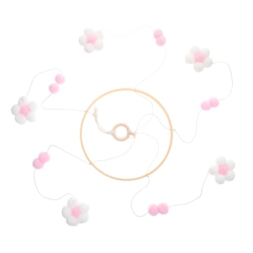 COOLHIYA ベビーベッド用モビール 女の子用 寝室のナーサリールーム装飾 フェルト製ウールボールデザイン 風鈴付き 吊り下げ式デコレーション