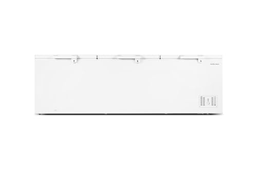 Hamilton Beach, 42.5 Cu. Ft. Chest Freezer- White, Garage Ready, TRIPLE door lid, Vinyl-Coated Baskets, Space-Saving Flat Back, Stay-Open, Front-Access Drain, for Storage, Hunting, Large Family