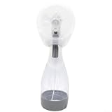 Ventilatore, palmare con funzione spray, azionato a mano, portatile, alimentato a batteria AA, in plastica, umidificatore da spiaggia per acqua ghiacciata per il raffreddamento estivo (bianco)
