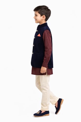 Image of T+D Ethinic Wear Velvet Western Style Sleeveless Half Blazer Fancy Coat Jacket For Kids Boys