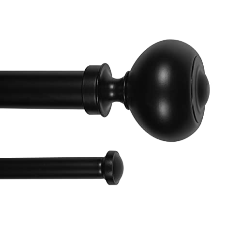 Eteckram 1" Double Curtain Rod With Urm Finials - 84''To 120'', Black #TOP19