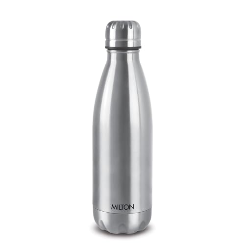 Milton Duo DLX 500 Thermosteel 24 Hours Hot and Cold Water Bottle, 1 Piece, 500 ml, Silver | Leak Proof | Office Bottle | Gym | Home | Kitchen | Hiking | Trekking | Travel Bottle