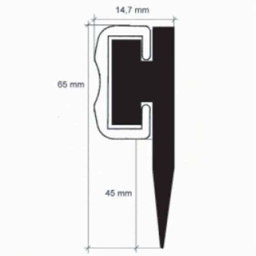 Burlete para Puerta de Garaje 305cm. Perfil de Aluminio Color Plata. Labio de Arrastre de 45mm de Caucho para Superficies Lisas. Muy Maleable. Resistente al Desgaste. Fijación Mediante Tornillos.