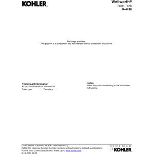 KOHLER K-4436-0 Wellworth Toilet Tank with Left-Hand Trip Lever, High-Efficiency Toilet Tank, 1.28 GPF, White - Thumbnail 3