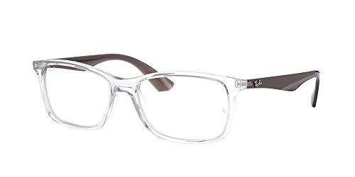 Ray-Ban Rx7047 Rectangular Prescription Eyeglass Frames, Transparent On Grey/Demo Lens, 54 Mm #TOP1
