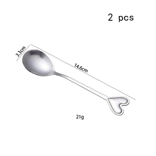 Froiny 2pc Acier Inoxydable Coeur Coeur Café Cuillère Cuillère Dessert Sucre Agitation Soutirage Cuillères Décoratives Cuillères Cuillère Cuisine Cadeau Cadeau Cuisine Outils - Image 3