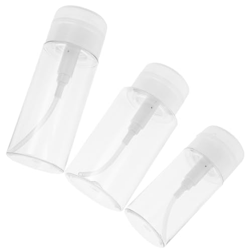 BIUDECO Dispensador de Quitaesmalte Bomba a Presión Set de 3 Botellas Pequeñas Transparentes de Viaje 120Ml 150Ml 200Ml para Líquido Limpiador y Cuidado Piel