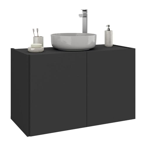 Gabinete de Banheiro 62,5cm Suspenso 2 Portas Multimóveis Mp5044 Preto