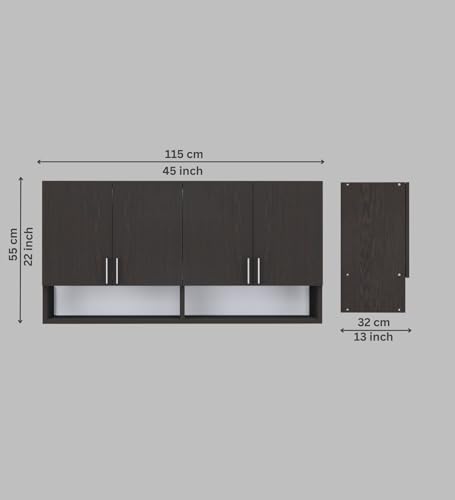 Image of SPECIALITY PANELS 4 Door Modular Wall Mounted Kitchen Cabinet with Organizer Shelf Space Saving Storage Unit Durable Engineered Wood Cupboard for Kitchen Living Room Utility Organizer Furniture