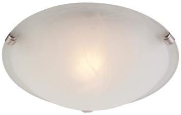 Ciata Lighting One-Light Interior Flush-Mount Ceiling Fixture, White and Brushed Nickel Finish with White Alabaster Glass for Bedroom, Small Spaces and Hallway