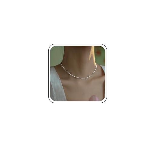 Boho Hochzeit Weißer Kleine Perlen Halskette Dünne Zierliche Perle Halsband Anhänger Mini Perlen Kette Braut Minimalistische Perlenbesetzt Choker Zarter Halsreif Niedlicher Vintage Einfache Frauen
