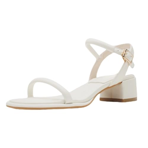 Women's High Heel Sandals Square Open Toe Chunky Ankle Buckle Pump Sandals For Daily Outdoor Dating