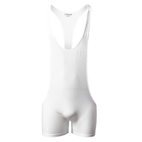 image for YUFEIDA Men's Athletic Supporters Mesh Breathable Bodysuit Wrestling L