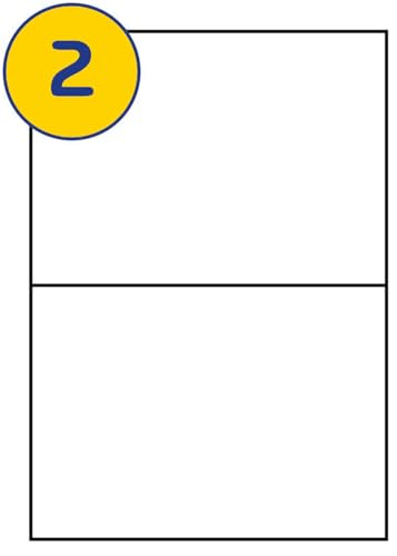 Image of LABELS4U 100 Sheets A4, 2 Labels per Sheet, Size 210 x 148mm (200 Labels)