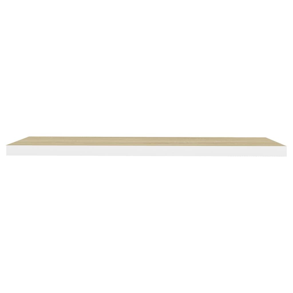 Półki wiszące 4 szt. dąb i biały 90 x 23,5 x 3,8 cm płyta MDF konstrukcja płyty o strukturze plastra miodu metalowa rama półka ścienna rozwiązanie do przechowywania akcesoria do domu