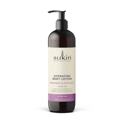 Sukin Hydrating Body Lotion Bergamot & Patchouli | Hydrating & Moisturizing Lotion | Natural Skincare, Vegan & Soothing Dry Skin Relief | Cruelty-Free, Sulfate & Paraben-Free | 500ML
