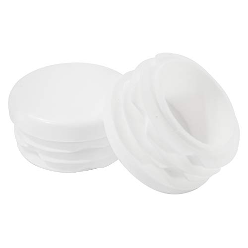 Prescott Plastics 1 Inch Round White Plastic Plug, Tubing End Cap, Durable Chair Glide (8)