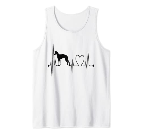 Galgo italiano latido del corazón EKG divertido I Love My Greyhound Camiseta sin Mangas