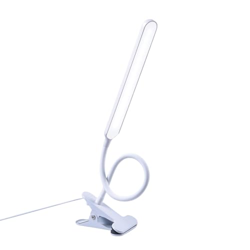 Zunetsutock Lámpara de mesa – Lámpara de escritorio con brazo articulado y fijación de abrazadera, luz LED alimentada | USB para oficina, cama, estudio, cocina, escuela, habitación infantil