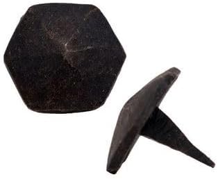 Van Dyke's Restorers Handmade Forged Iron Metal Clavo Nails Tacks (Pack of 6), Hexagon, 1 1/4"