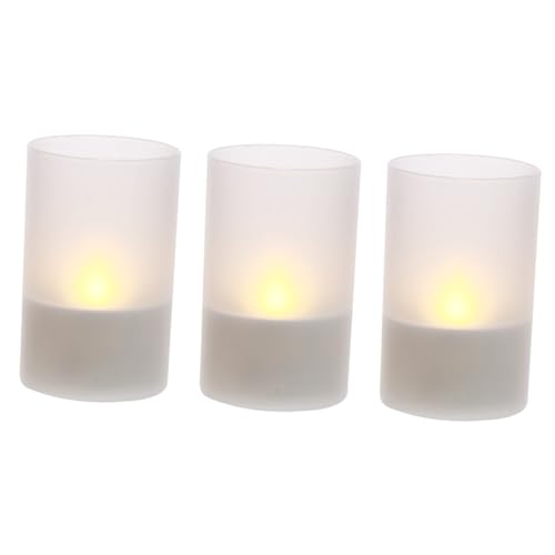 OSALADI 3 Piezas Luz De Las Velas Luz Nocturna Velas De Té Con Control Remoto Hogar Piscina Planta Sin Antorcha Recargable Velas Led Con Control Remoto Rojo Ligero El Plastico