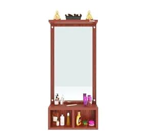 Image of Wall Mounted Dressing Table with Mirror Finish Storage Shelf Compact Wall Vanity Makeup Organizer for Bedroom Bathroom Entryway Space Saving Home Furniture Decor (Light Brown)
