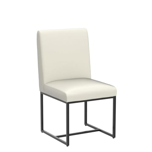 Image of HNY Modern Dining Chairs Set of 4, Upholstered Leather Dining Room Chairs with Ergonomic Back & Metal Frame for Home, Kitchen, Apartment, White