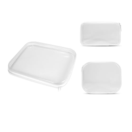 Image of Zippered Hard Pouch, Clear Hard Shell Zipper Case, Clear Plastic Storage Box Containers Small Toiletry Bag for Small Items, Toys, Building Blocks, Puzzles, Cosmetics & Stationery (small+medium+large)