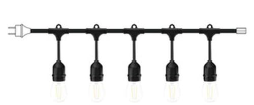 Levitantes Guirnalda luminosa con 5 bombillas E27, 230V y 5 metros de longitud, ideal para decoraciones festivas y ambientes al aire libre.