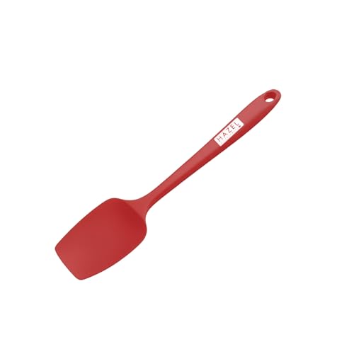 Image of HAZEL Silicone Spoonula 8 inch (Red) | Heat Resistant Flexible Spatula Spoon for Mixing, Scraping & Serving | Non-Stick, Durable & Easy to Clean Baking Tool