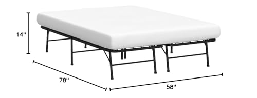 Linenspa Folding Metal Platform Bed Frame - No Box Spring Needed - Underbed Storage - Simple Toolless Assembly - Mattress Foundation - 14" High - Traditional Design - Sturdy Steel - Queen Size