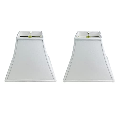 Image of Royal Designs, Inc. Regal Series Square Bell Lamp Shade, 5 x 10 x 9, Linen White, Set of 2