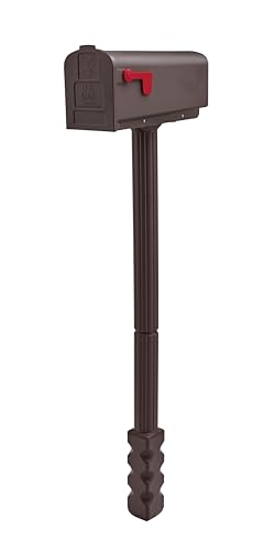 Architectural Mailboxes Newbury™ Rust-Proof Plastic Post Mounted Mail Box for Outside with Post, Mocha, Medium Curbside Mailbox, USPS Approved for Residential Delivery