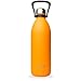 Qwetch - Grande Bouteille Isotherme Pop - Gourde Inox - 48h Froid et 16h Chaud - Etanche, Sans BPA - Bouteille avec Poignée de Portage - Gourde isotherme pour Famille, Pique-nique - Orange - 1,5L
