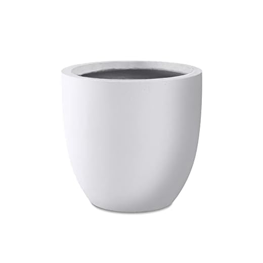 Kante 14" Dia. Round Large Pure White Concrete Planters, Outdoor Indoor Modern Plant Pots, Lightweight, Heavy Duty, Weather Resistant, Seamless with Drainage Hole,RC0050B-C80011