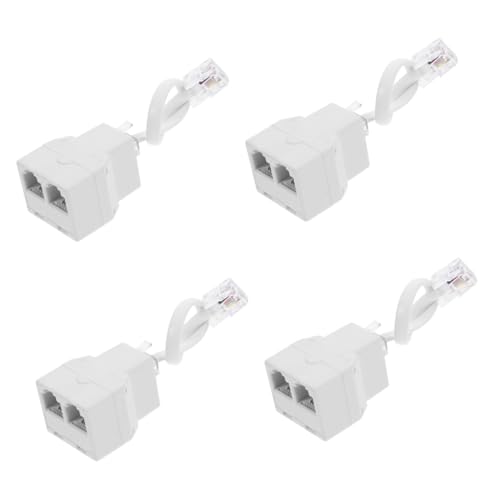 KALLORY 4pcs Phone Line Splitter Adapter Pin Telephone Jack Splitter for Dual Phone Use Cable Connector Compatible Easy Installation Home Office
