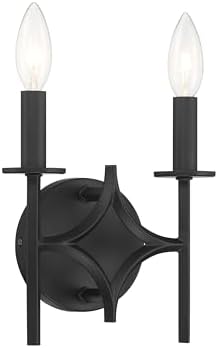 Minka Lavery 5032-66A Muncie Wall Sconce, 2-Light, 120 Total Watts, 8-in H x 8.5-in W, Coal Black