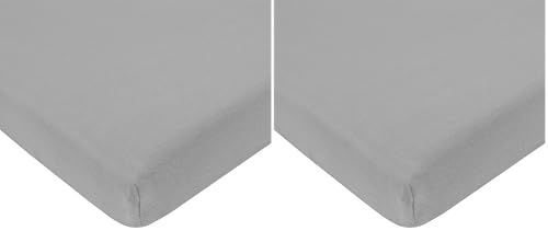 Image of American Baby Company 100% Natural Cotton Fitted Mini Crib Sheet 38 inch x 24 inch - Soft & Breathable Small Nesting Portable Crib Sheet, Fits Pack N Play Mattresses, Ash Gray, for Boys & Girls (Pack of 2)